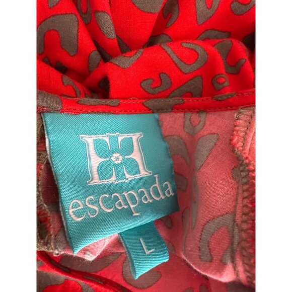 Escapada Womens Red Animal Print Dress size large L 3/4 Sleeve - Picture 3 of 4
